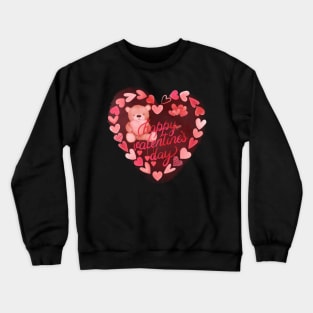 cute bear happy valentine's day Crewneck Sweatshirt